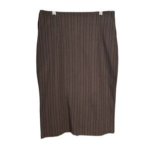 Unit USA Womens Sz L Brown Striped Career Straight Pencil Skirt Academia Office